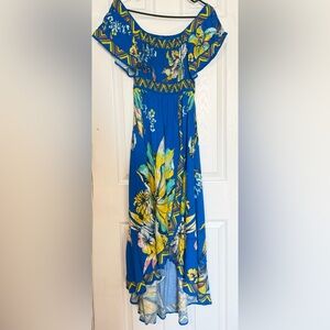 Jealous Tomato Smocked High Low Maxi Dress Boho Floral Size M